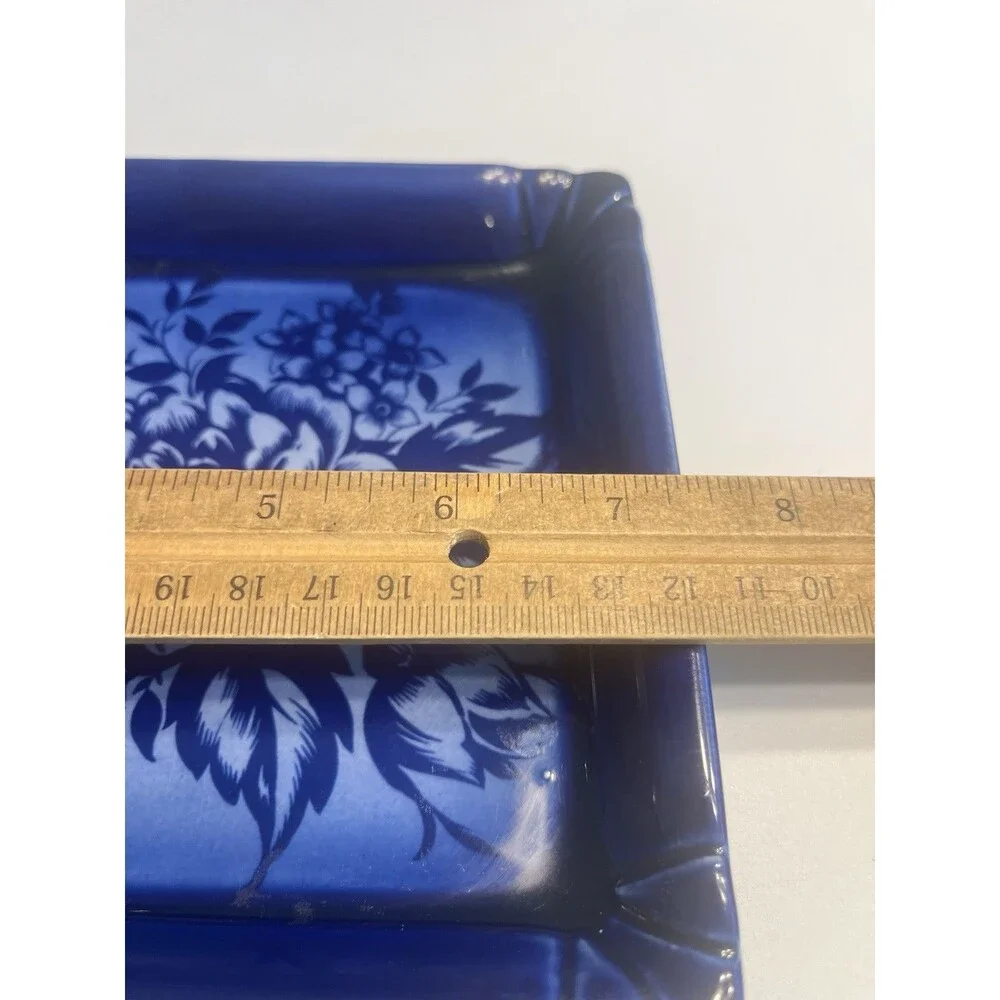 Vintage Empress Staffordshire England Blue Floral Cheese Dish Lid